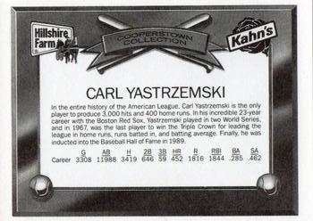 1989 Kahn's/Hillshire Farm Cooperstown Collection #NNO Carl Yastrzemski Back