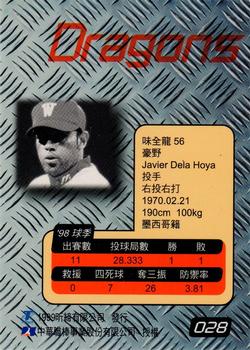 1998 CPBL T-Point Traditional Card Series #028 Javier De la Hoya Back