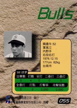 1998 CPBL T-Point Traditional Card Series #055 Kao-Li Yeh Back