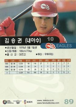 2000 Teleca #089 Seung-Kwon Kim Back
