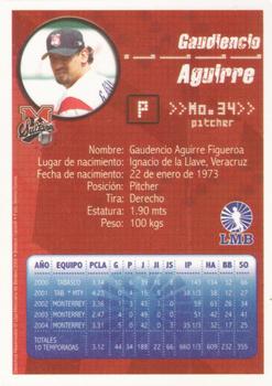2005 Liga Mexicana de Beisbol #NNO Gaudencio Aguirre Back