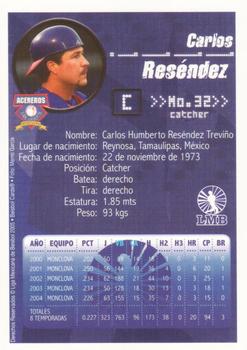 2005 Liga Mexicana de Beisbol #NNO Carlos Resendez Back