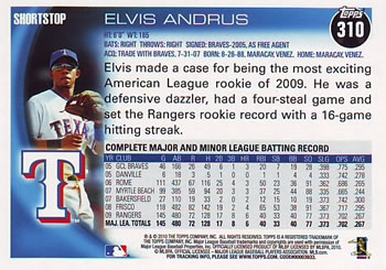 2010 Topps #310 Elvis Andrus Back