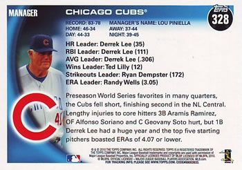 2010 Topps #328 Chicago Cubs Back