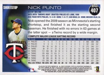 2010 Topps #407 Nick Punto Back