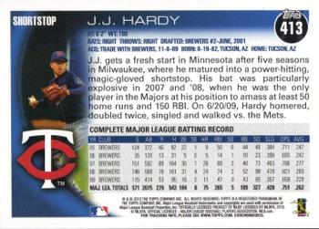 2010 Topps #413 J.J. Hardy Back