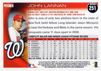 2010 Topps #251 John Lannan Back