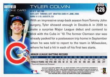 2010 Topps #326 Tyler Colvin Back