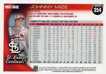 2010 Topps #354 Johnny Mize Back