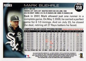 2010 Topps #358 Mark Buehrle Back