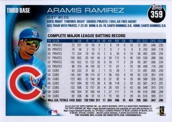 2010 Topps #359 Aramis Ramirez Back