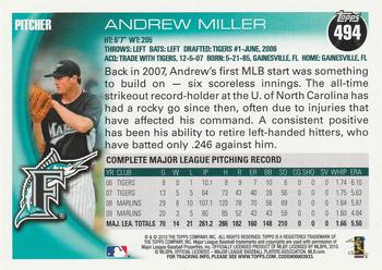 2010 Topps #494 Andrew Miller Back