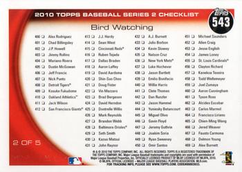 2010 Topps #543 Bird Watching (Adam Jones / Nick Markakis) Back