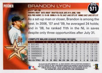 2010 Topps #571 Brandon Lyon Back