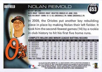 2010 Topps #653 Nolan Reimold Back