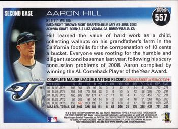 2010 Topps #557 Aaron Hill Back