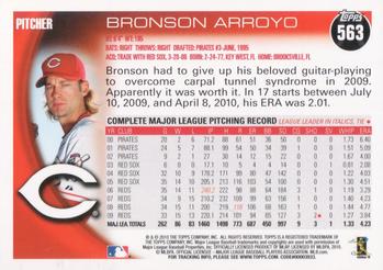 2010 Topps #563 Bronson Arroyo Back