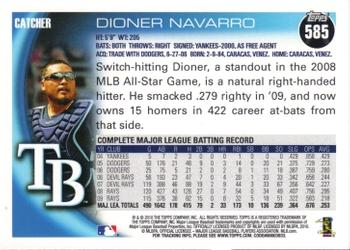2010 Topps #585 Dioner Navarro Back