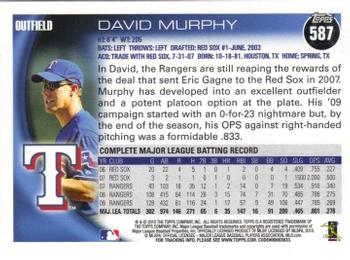 2010 Topps #587 David Murphy Back