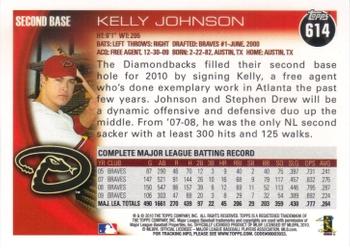 2010 Topps #614 Kelly Johnson Back