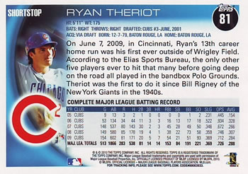 2010 Topps #81 Ryan Theriot Back