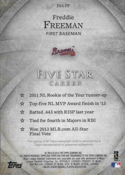 2014 Topps Five Star #FSA-FF Freddie Freeman Back