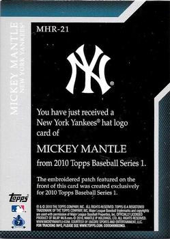 2010 Topps - Manufactured Hat Logo Patch #MHR-21 Mickey Mantle Back