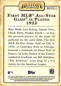 2010 Topps - History of the Game #HOTG11 First MLB All-Star Game is Played Back
