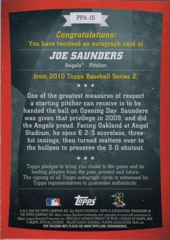 2010 Topps - Peak Performance Autographs #PPA-JS Joe Saunders Back
