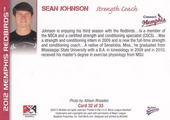 2012 MultiAd Memphis Redbirds #32 Sean Johnson Back