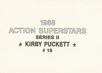1988 Action Superstars (18 cards, unlicensed) #16 Kirby Puckett Back