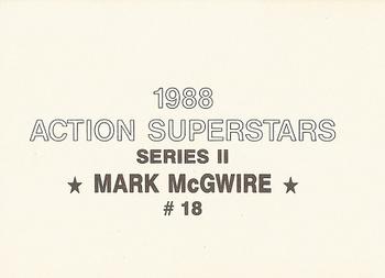 1988 Action Superstars (18 cards, unlicensed) #18 Mark McGwire Back