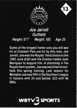1987 WBTV Charlotte O's #13 Joe Jarrell Back