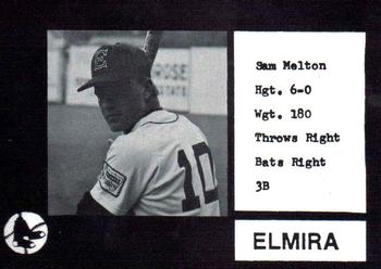 1987 Cain Elmira Pioneers Black #11 Sam Melton Front