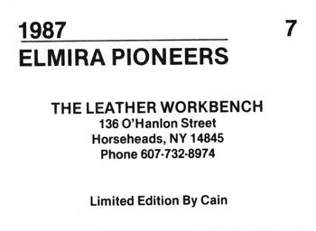 1987 Cain Elmira Pioneers Red #7 Robert Echevarria Back