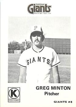1975 Circle K Phoenix Giants #8 Greg Minton Front
