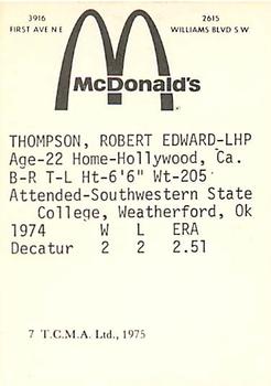 1975 TCMA Cedar Rapids Giants #7 Bob Thompson Back