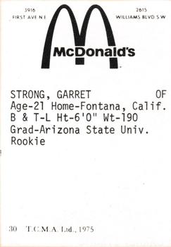 1975 TCMA Cedar Rapids Giants #30 Garret Strong Back