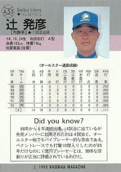 1993 BBM All-Star Game #A55 Hatsuhiko Tsuji Back