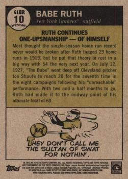 2010 Topps Heritage - Ruth Chase '61 #61BR10 Babe Ruth Back