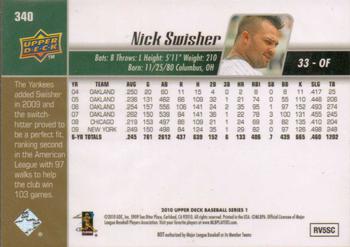 2010 Upper Deck #340 Nick Swisher Back
