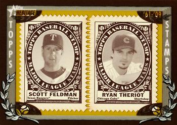 2010 Topps Heritage - Framed Dual Stamps #NNO Scott Feldman / Ryan Theriot Front