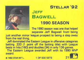 1992 Star Stellar #21 Jeff Bagwell Back
