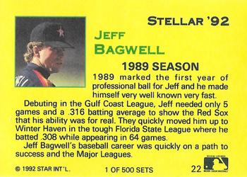 1992 Star Stellar #22 Jeff Bagwell Back