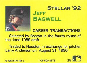 1992 Star Stellar #25 Jeff Bagwell Back