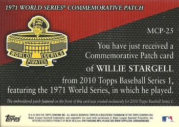 2010 Topps - Manufactured Commemorative Patch #MCP-25 Willie Stargell Back