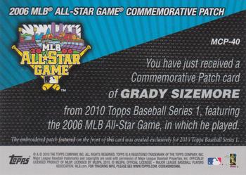 2010 Topps - Manufactured Commemorative Patch #MCP-40 Grady Sizemore Back