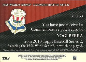 2010 Topps - Manufactured Commemorative Patch #MCP53 Yogi Berra Back