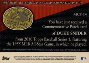 2010 Topps - Manufactured Commemorative Patch #MCP-14 Duke Snider Back