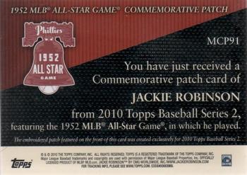2010 Topps - Manufactured Commemorative Patch #MCP91 Jackie Robinson Back